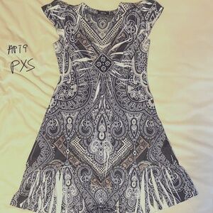 Apt. 9 Black/White Patterned Mini Dress Petite XS